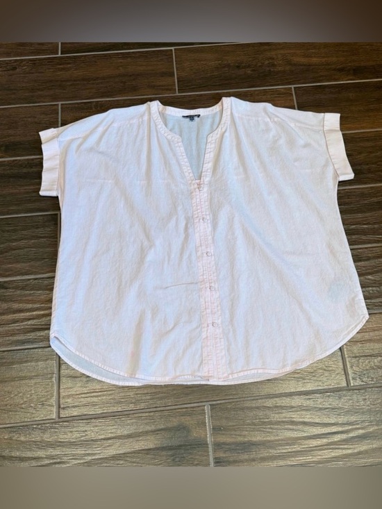 NYDJ Tops - NYDJ Oversized Button-up Boyfriend Shirt Size Large Pink & White